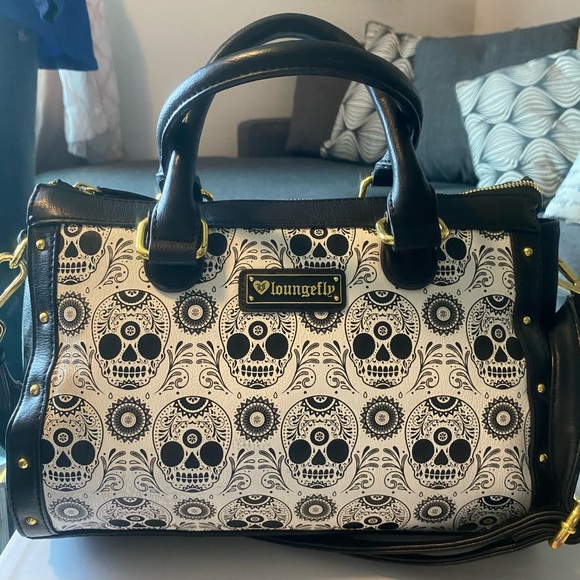 Loungefly Bags Loungefly Vegan Leather Black And White Repeat Skull